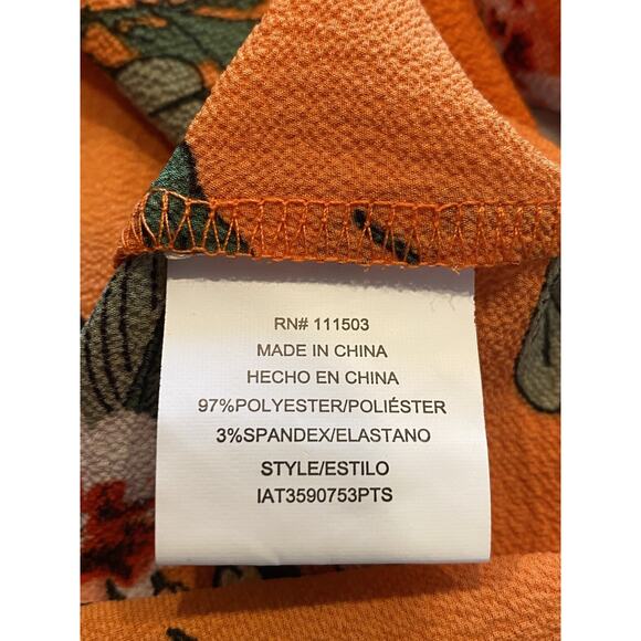 Twine and String Multi Color Flower Print Blouse Kimono Sleeve Size Small Orange - Picture 4 of 4